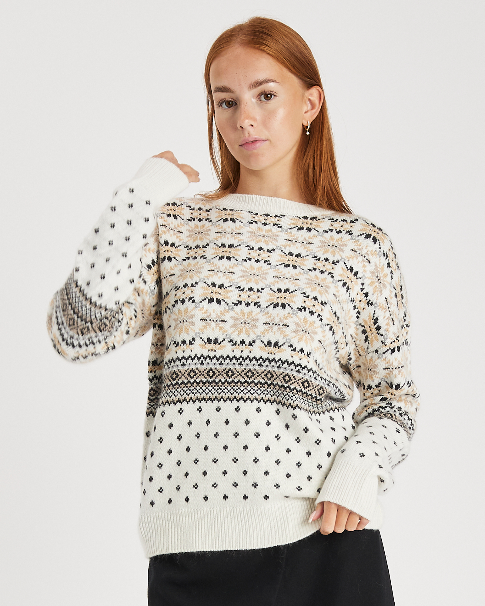 Crew Neck Jacquard Sweater